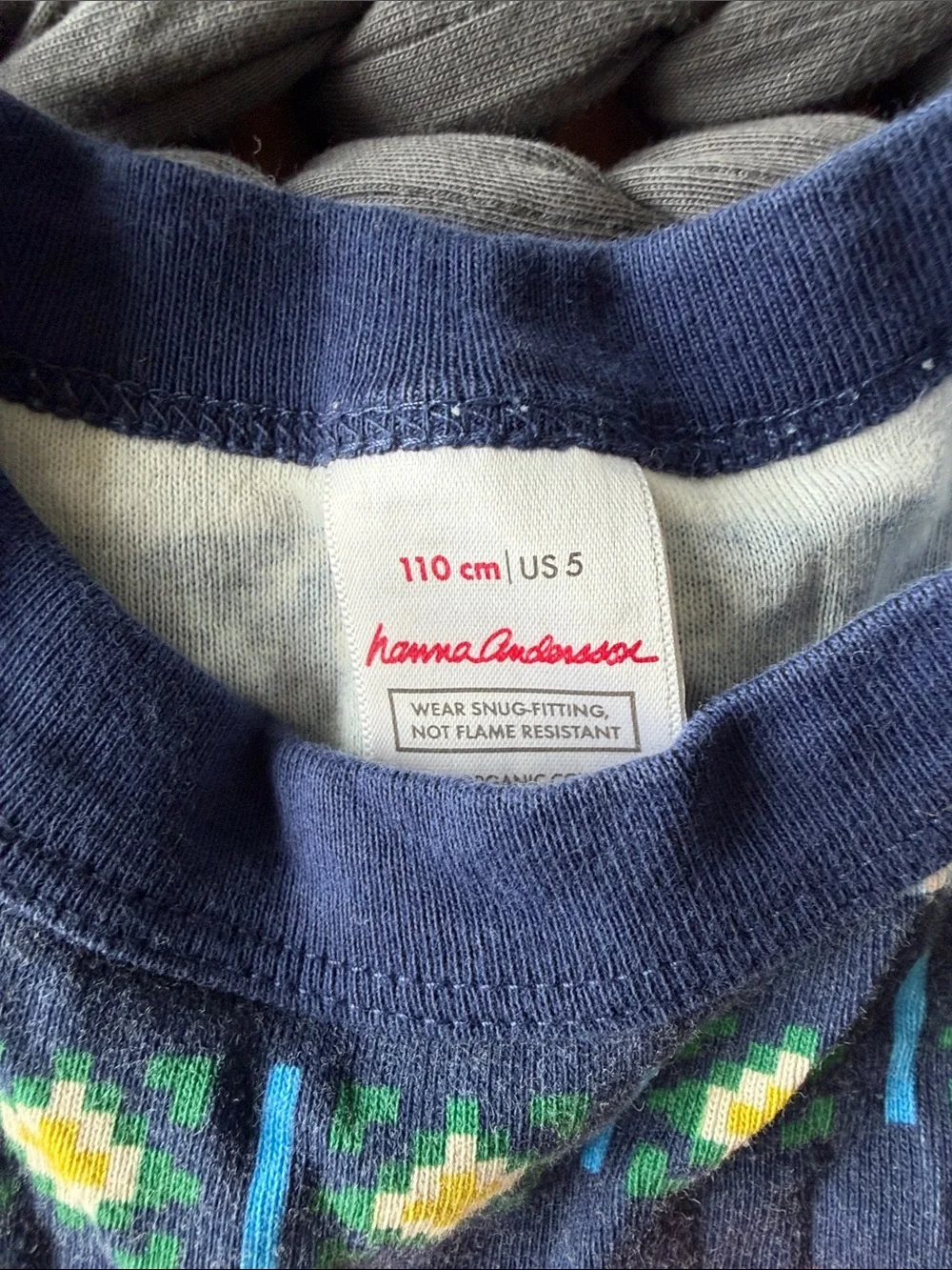Hanna Andersson Navy Fair Isle Pajama Set with Red & Cream Accents